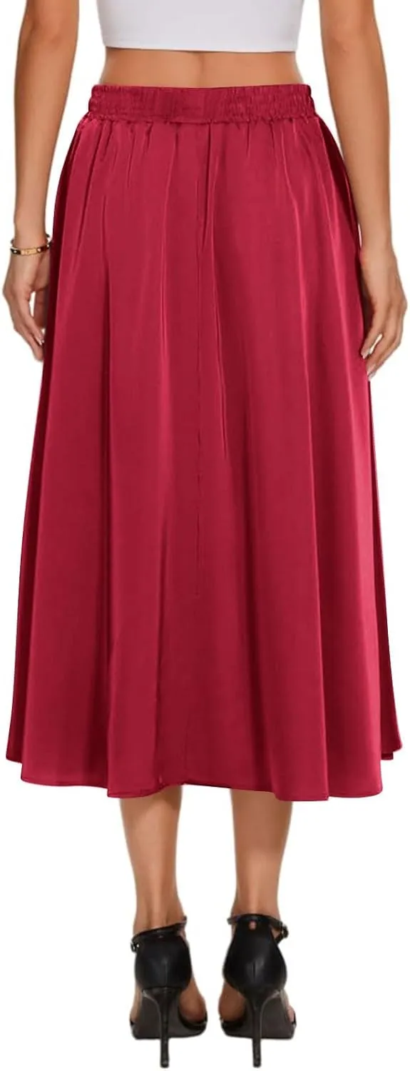 Women's Long Skirts 2025 Bohemian Skirts Flowy High Waist A Line Summer Pleated Skirts, S-2XL