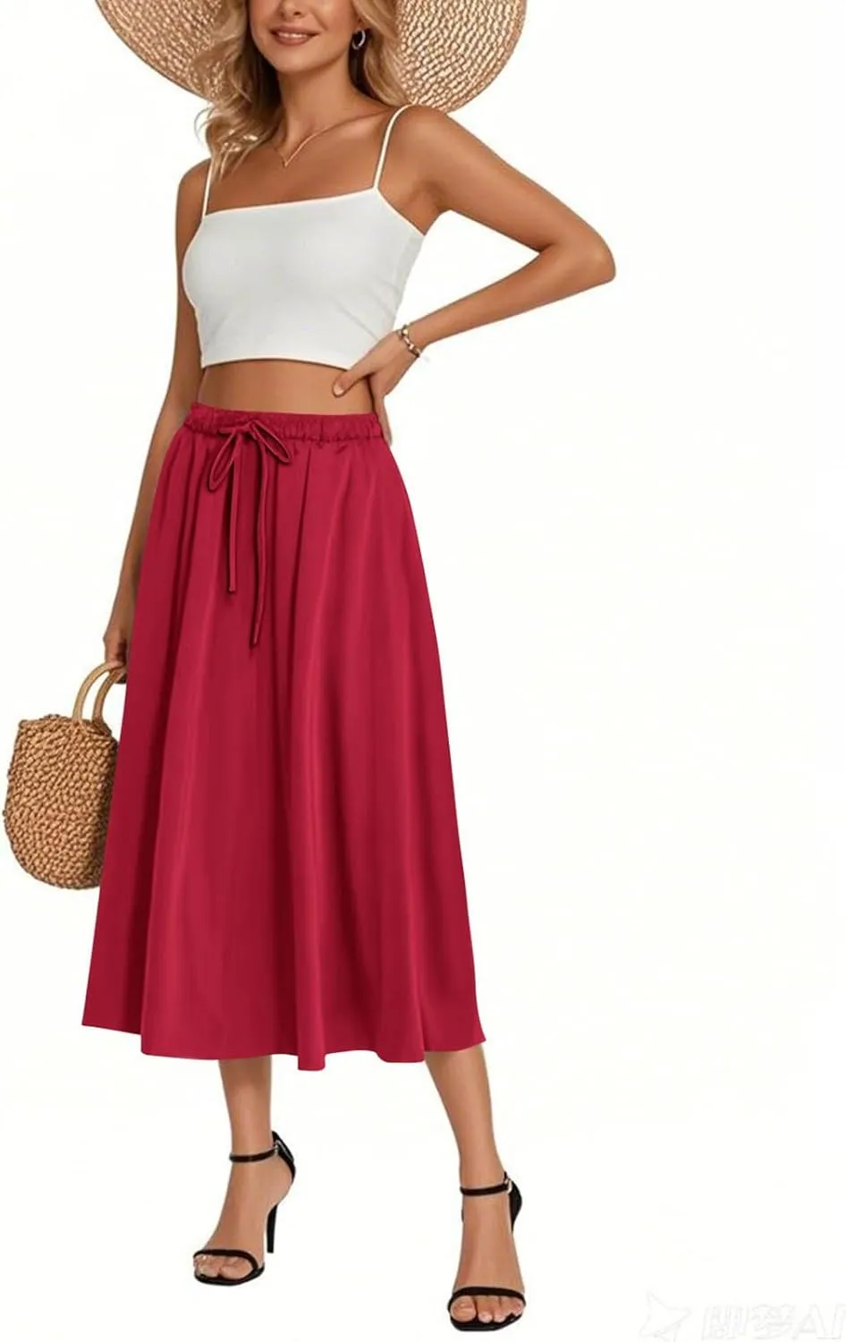 Women's Long Skirts 2025 Bohemian Skirts Flowy High Waist A Line Summer Pleated Skirts, S-2XL