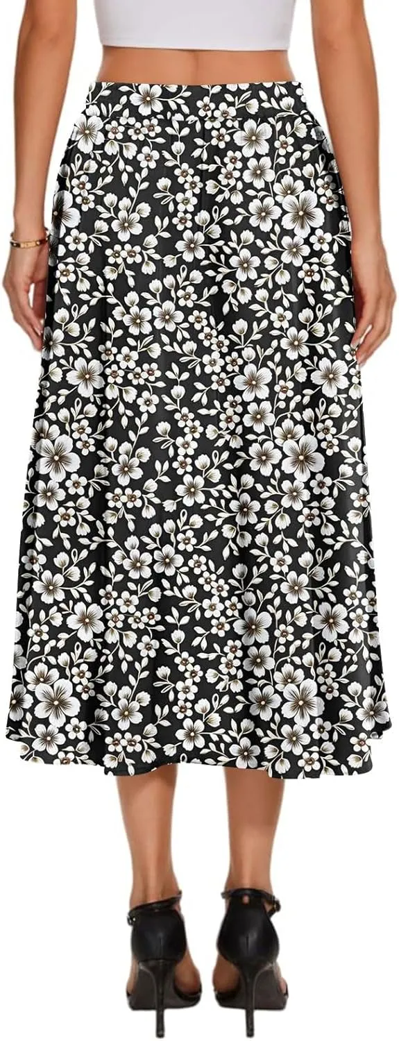 Women's Long Skirts 2025 Bohemian Skirts Flowy High Waist A Line Summer Pleated Skirts, S-2XL