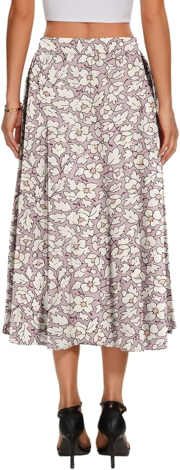 Women's Long Skirts 2025 Bohemian Skirts Flowy High Waist A Line Summer Pleated Skirts, S-2XL