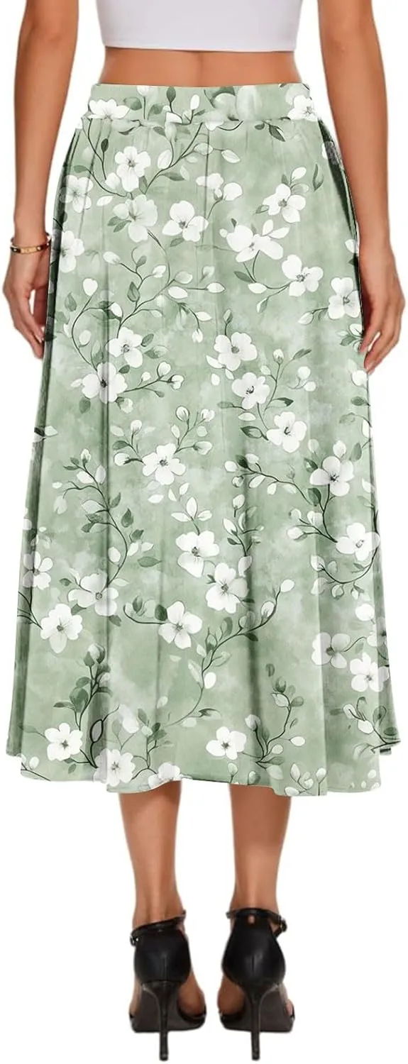 Women's Long Skirts 2025 Bohemian Skirts Flowy High Waist A Line Summer Pleated Skirts, S-2XL