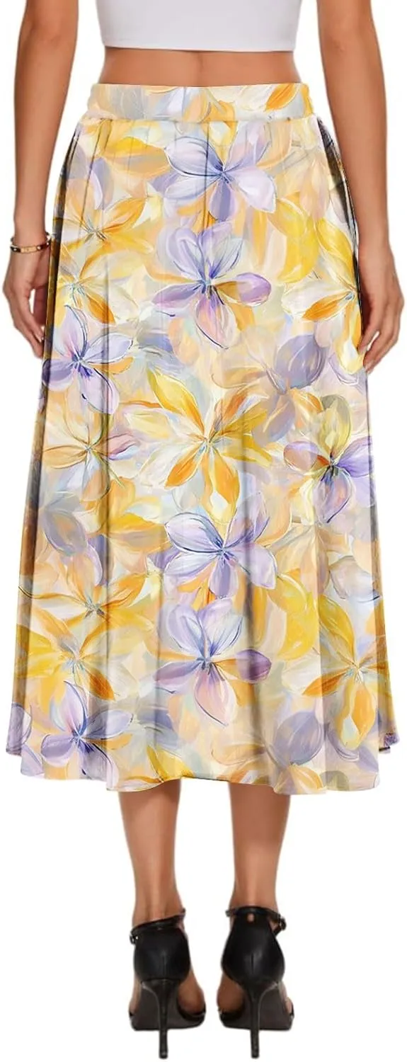 Women's Long Skirts 2025 Bohemian Skirts Flowy High Waist A Line Summer Pleated Skirts, S-2XL