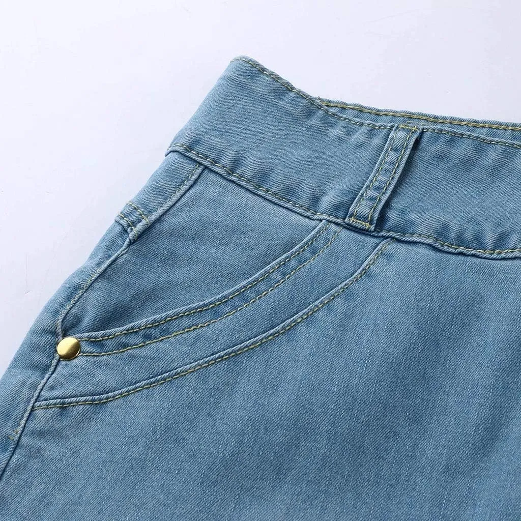 Women's Maxi Denim Skirts Button Front Skirts Washed Jean Casual Skirt Long A-Line Flared Skirts Bodycon Pencil Skirts