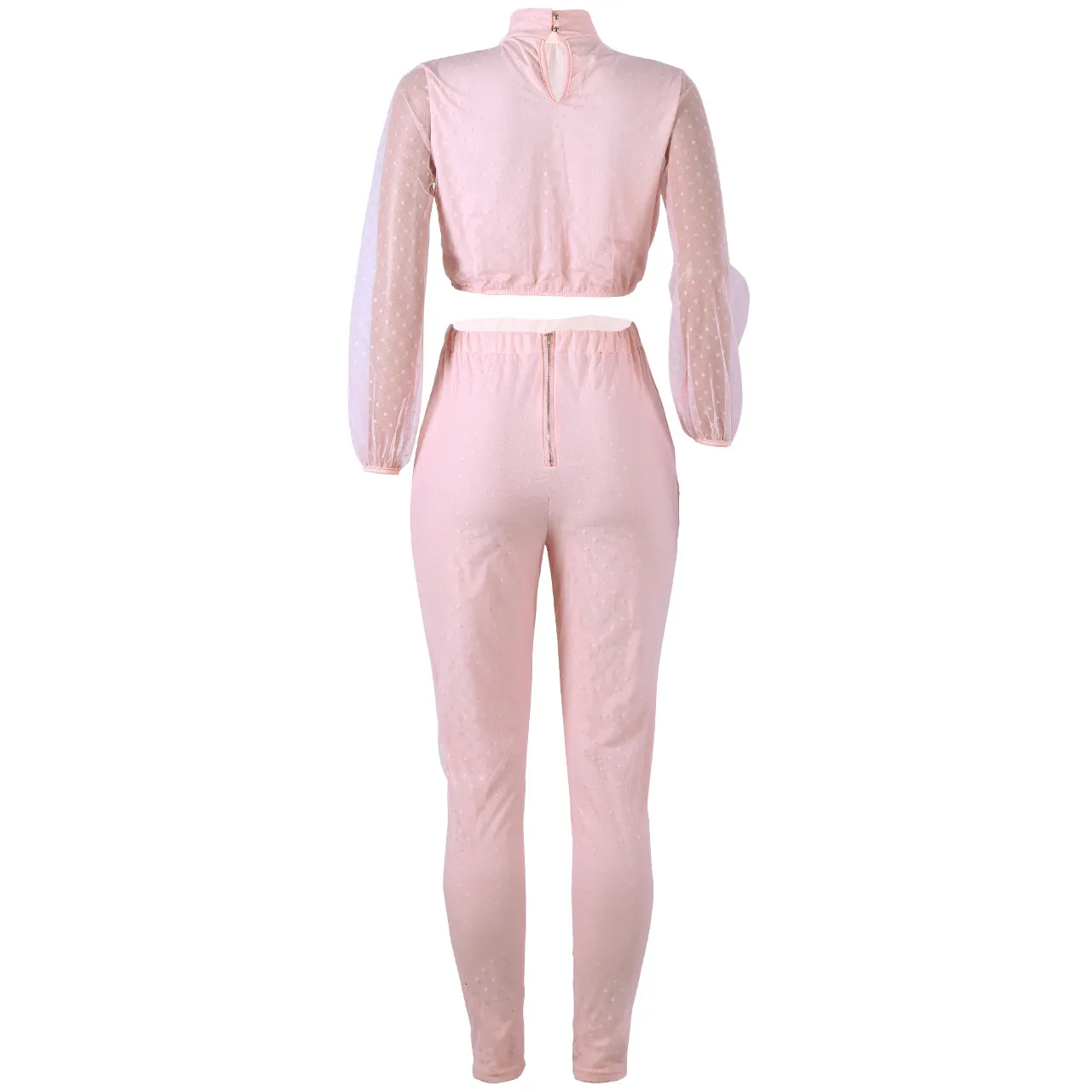 Women's Mesh Lace Long-Sleeved Two-Piece Jumpsuit