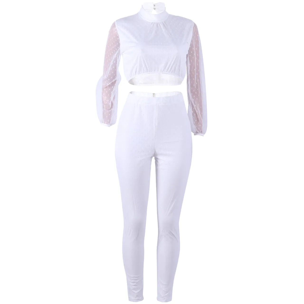 Women's Mesh Lace Long-Sleeved Two-Piece Jumpsuit