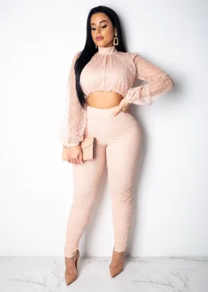 Women's Mesh Lace Long-Sleeved Two-Piece Jumpsuit