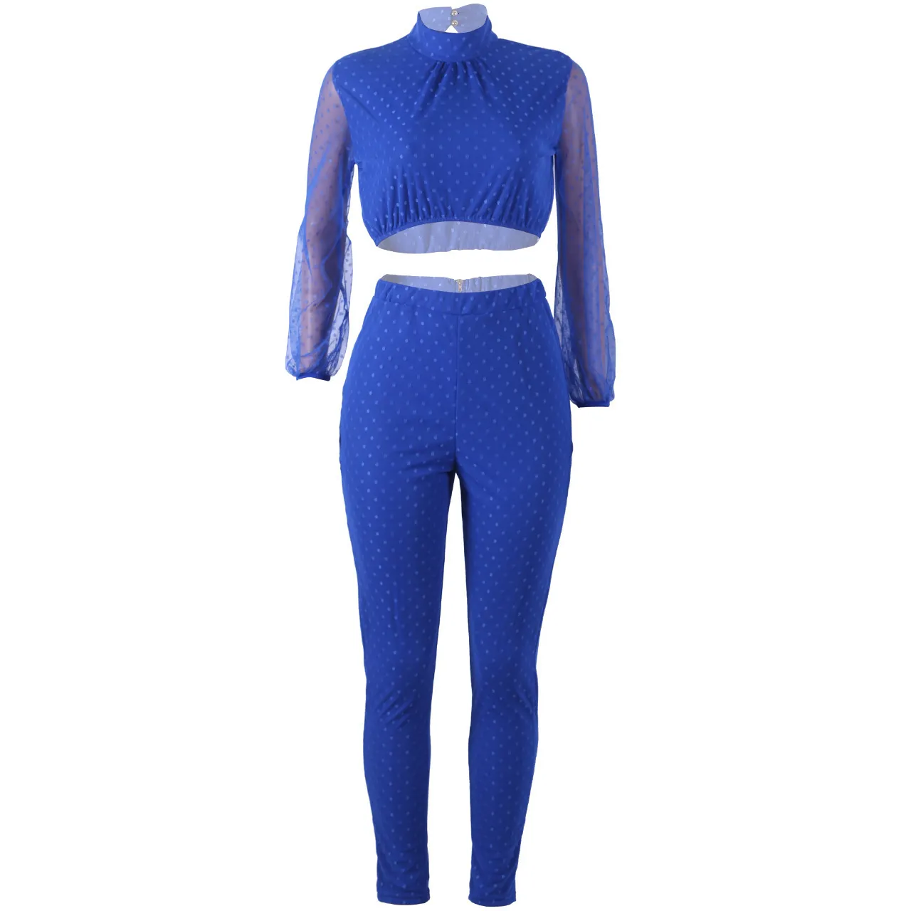 Women's Mesh Lace Long-Sleeved Two-Piece Jumpsuit