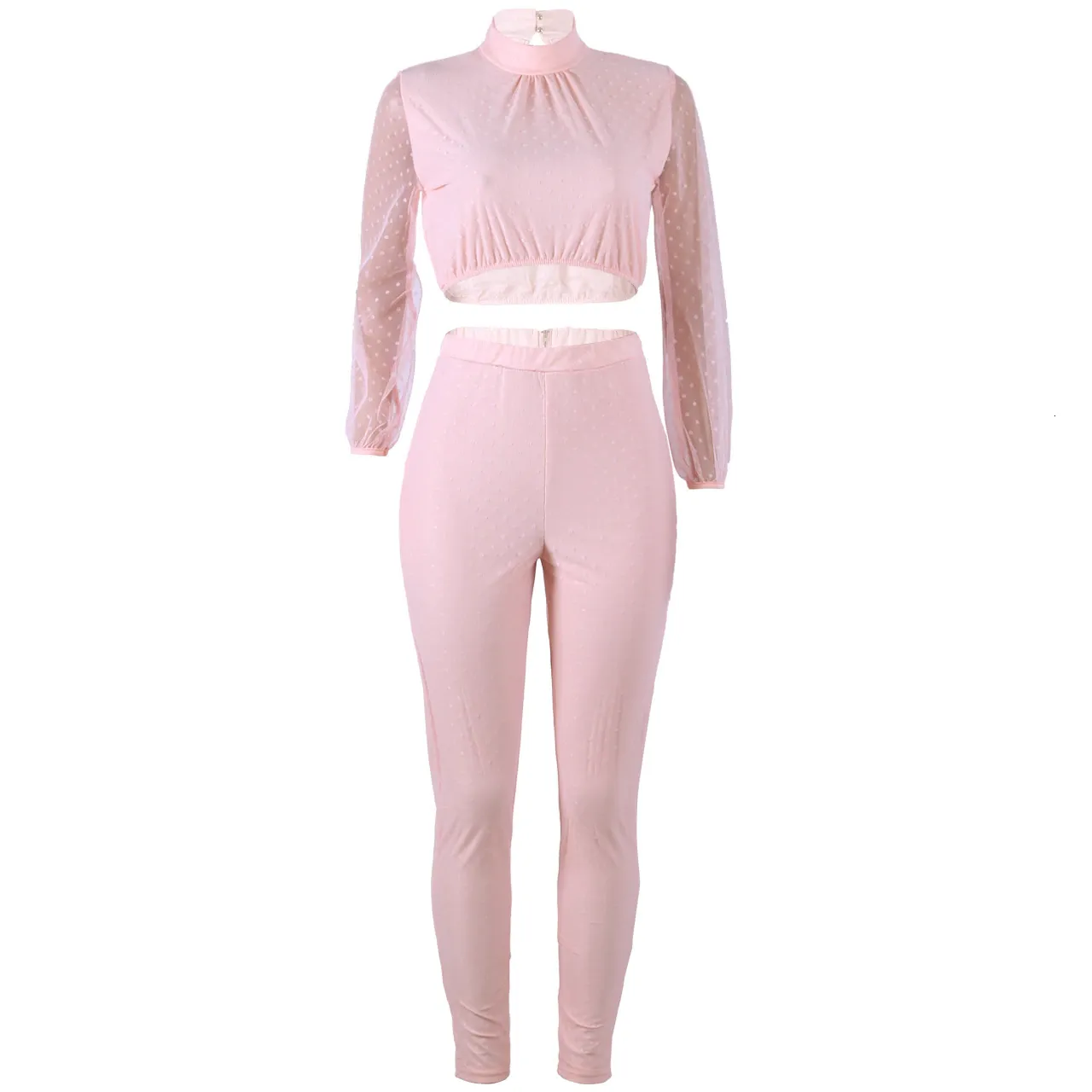 Women's Mesh Lace Long-Sleeved Two-Piece Jumpsuit