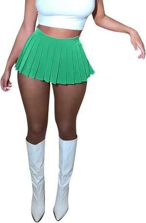 Womens Mini Pleated Cheer Sexy Skirt High Elastic Tennis Skating A Line Skirt Womens Skirts for Summer Mini