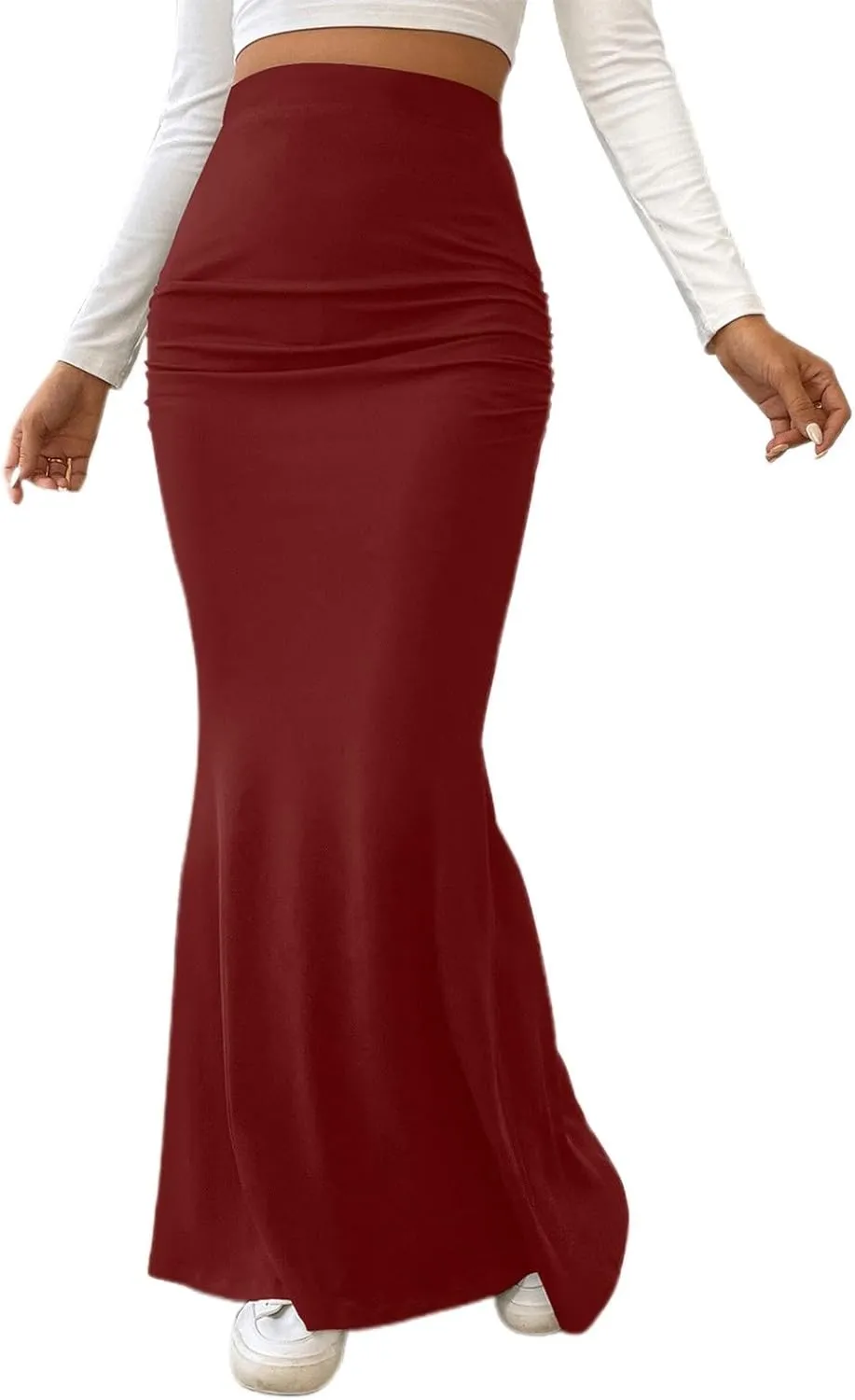 Women's New Casual and Fashionable Knitted Solid Color Fishtail Skirt Long Skirt Tulle Skirts for