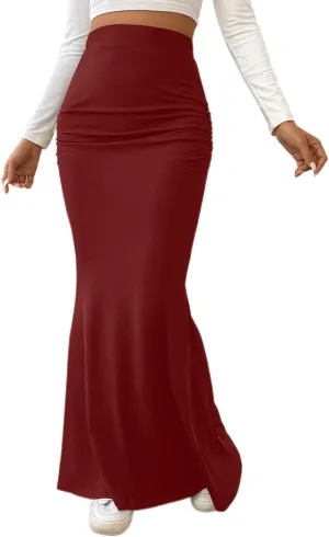 Women's New Casual and Fashionable Knitted Solid Color Fishtail Skirt Long Skirt Tulle Skirts for