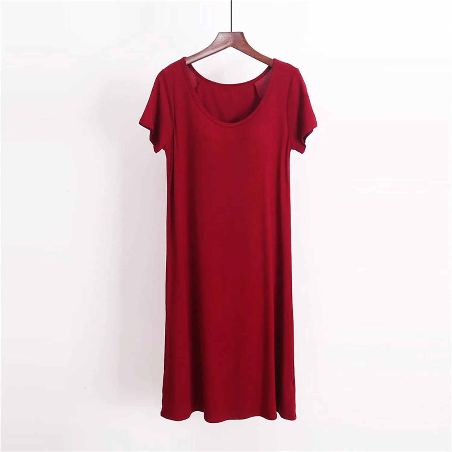 Women's Nightgown With Built In Bra Support Puffle Sleeve Short Sleeves Sleepwear Soft Nightgown Cotton Sleep Dress
