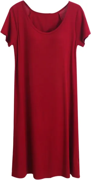 Women's Nightgown With Built In Bra Support Puffle Sleeve Short Sleeves Sleepwear Soft Nightgown Cotton Sleep Dress