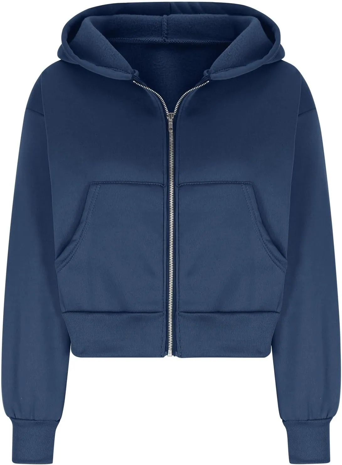 Womens Oversized Zip Up Hoodies Sweatshirt Long Sleeve Jackets Coat with Pockets Fall Winter Casual Cropped Outerwear