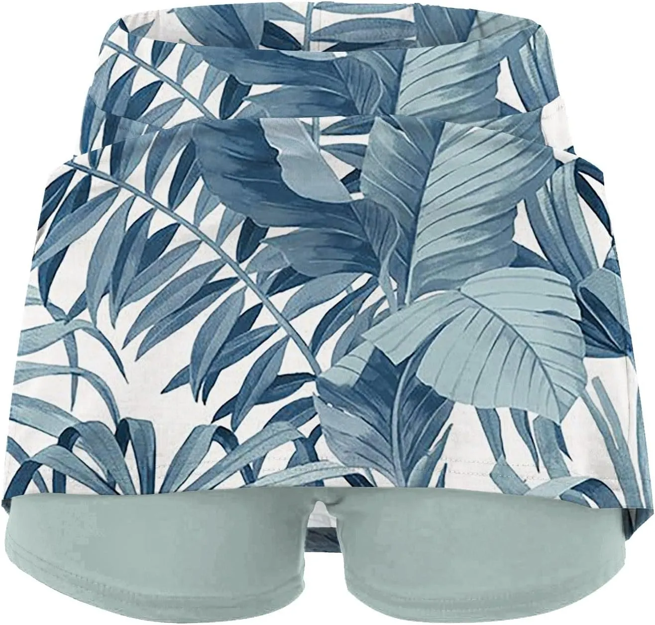 Womens Pleated Tennis Skirts Floral Printed Style Summer Casual Skinny Pants Mid Waisted Skirt with Shorts Underneath