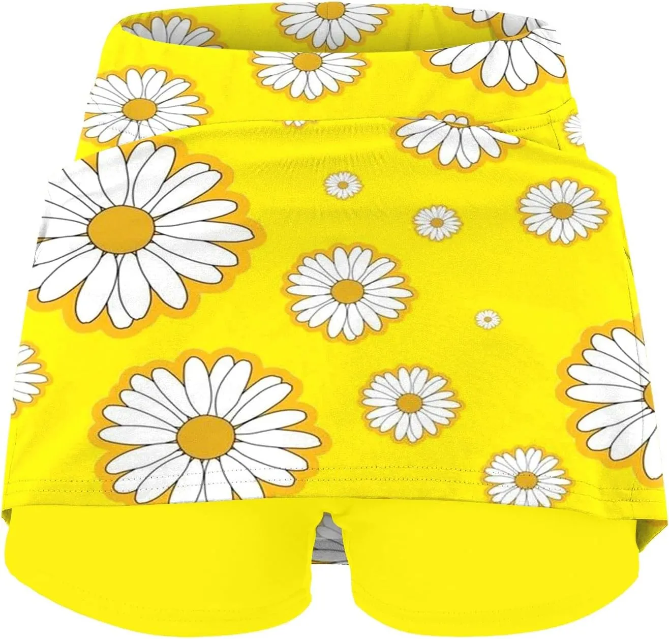 Womens Pleated Tennis Skirts Floral Printed Style Summer Fashion Skinny Pants Mid Waisted Skirt with Short Underneath