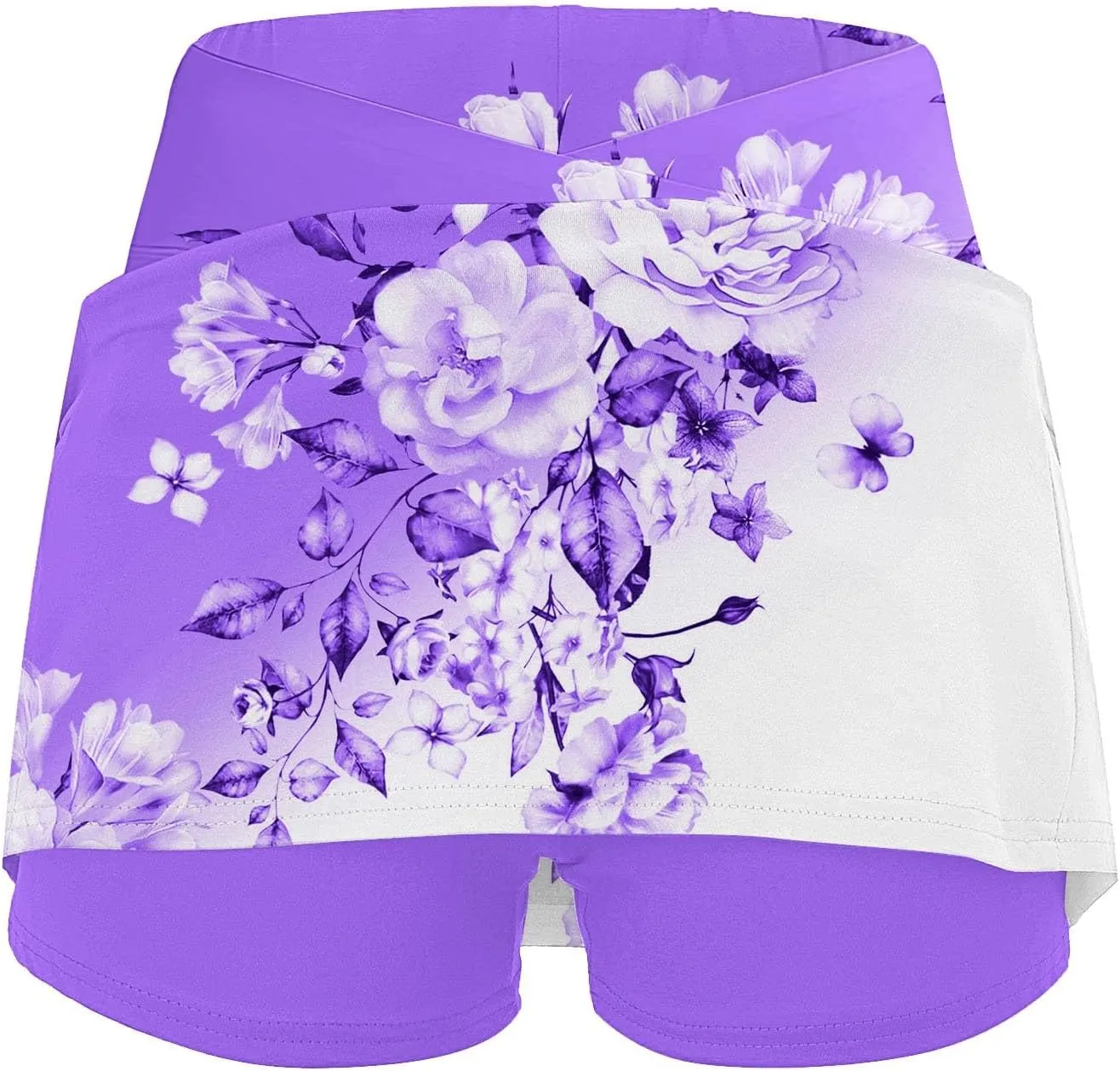 Womens Pleated Tennis Skirts Floral Printed Summer Skinny Pants Mid Waisted Activewear Skirt with Shorts Underneath