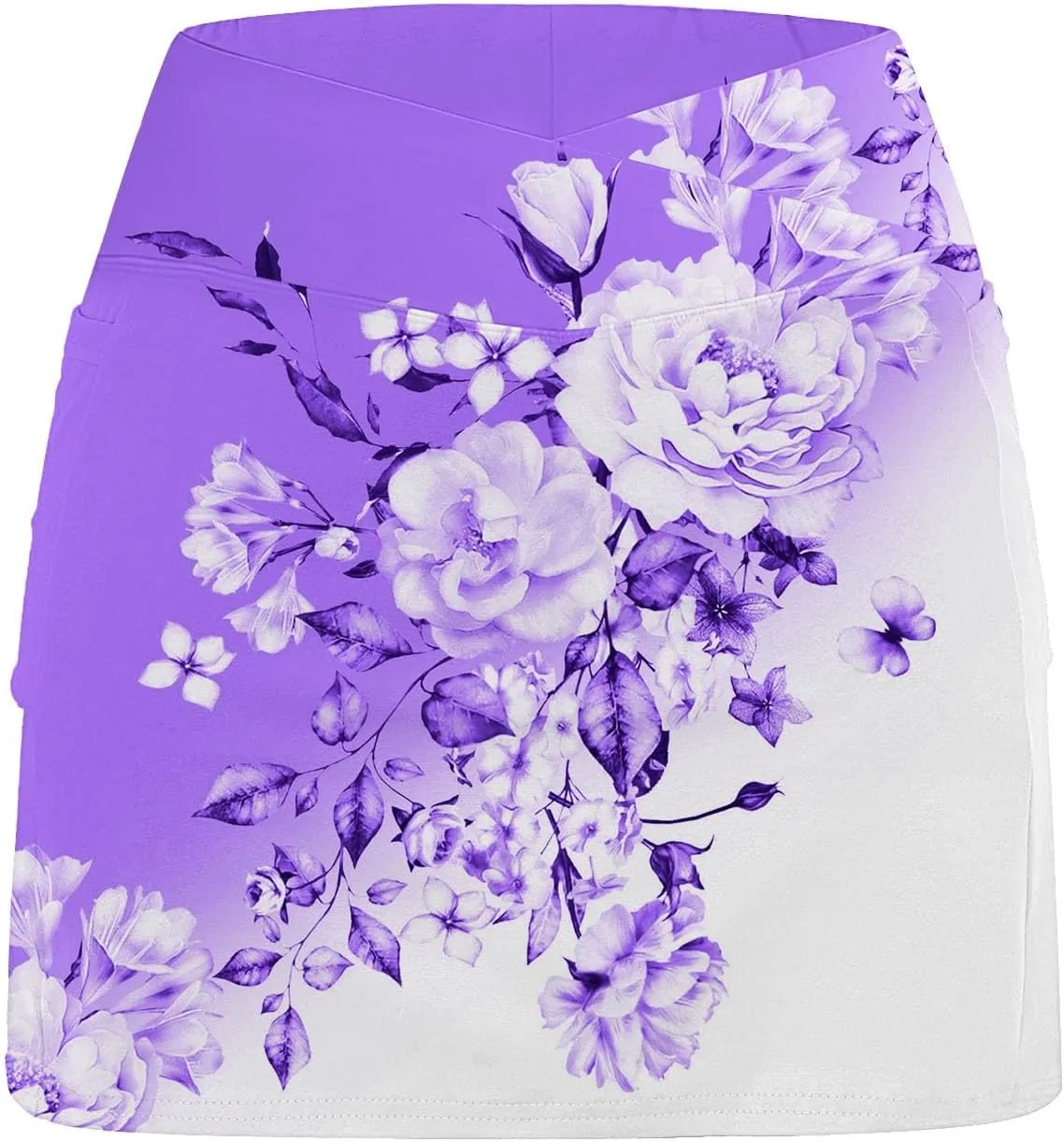 Womens Pleated Tennis Skirts Floral Printed Summer Skinny Pants Mid Waisted Activewear Skirt with Shorts Underneath