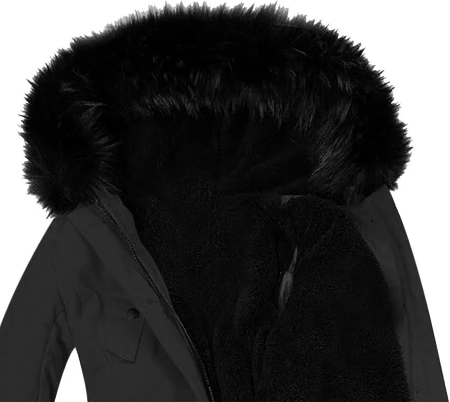 Womens Plus Size Winter Coat Warm Thicken Fleece Lined Parka Overcoat Faux Fur Collar Qulited Jacket