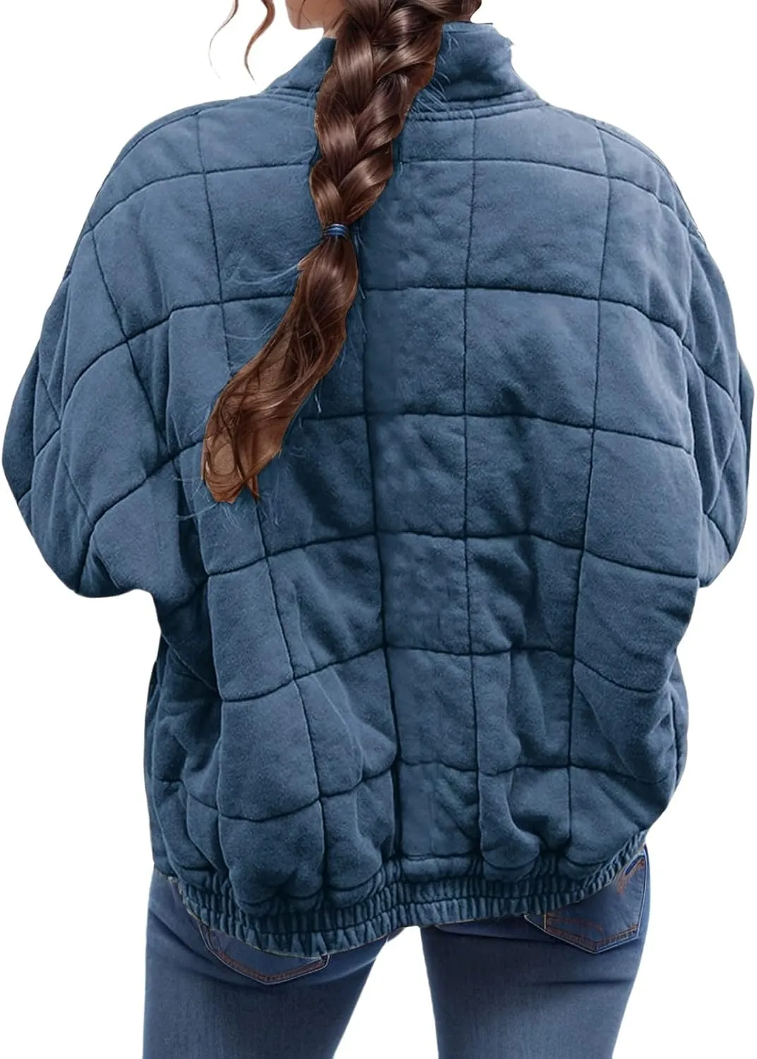 Womens Puffer Quilted Jacket Lightweight Dolman Long Sleeve Down Coats Casual Winter Warm Padded Jackets Outwear