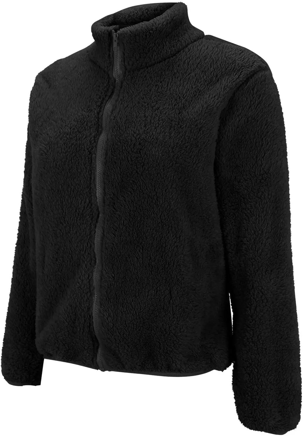 Womens Sherpa Fleece Jackets Full Zip Soft Warm Fuzzy Jacket Stand Collor Winter Outerwear with Pockets