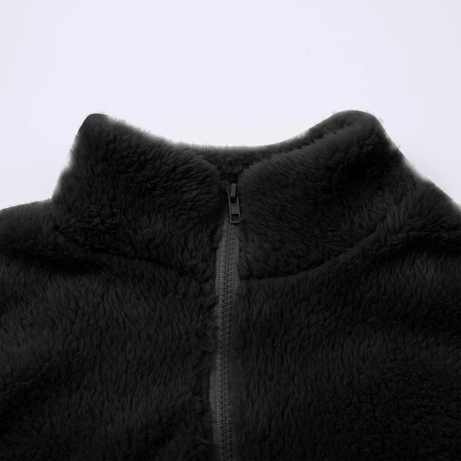Womens Sherpa Fleece Jackets Full Zip Soft Warm Fuzzy Jacket Stand Collor Winter Outerwear with Pockets