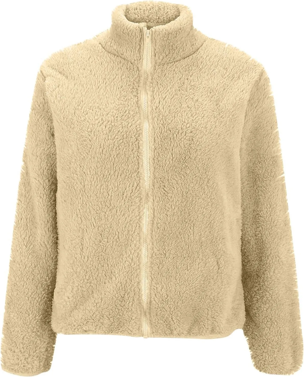 Womens Sherpa Fleece Jackets Full Zip Soft Warm Fuzzy Jacket Stand Collor Winter Outerwear with Pockets