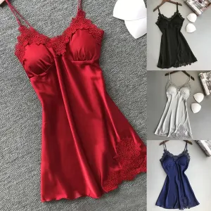 Women's Silk Suspender Thin Halter Ice Silk Satin Nightdress