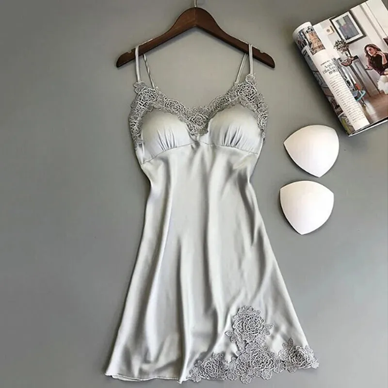 Women's Silk Suspender Thin Halter Ice Silk Satin Nightdress