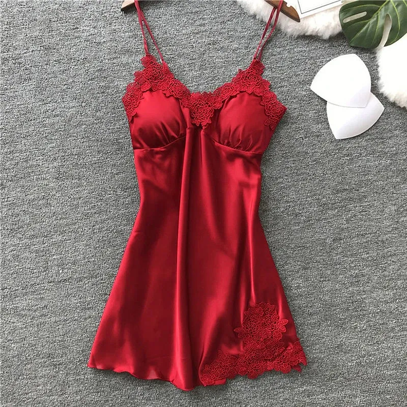 Women's Silk Suspender Thin Halter Ice Silk Satin Nightdress