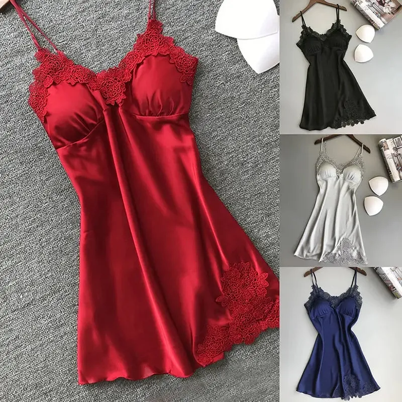 Women's Silk Suspender Thin Halter Ice Silk Satin Nightdress