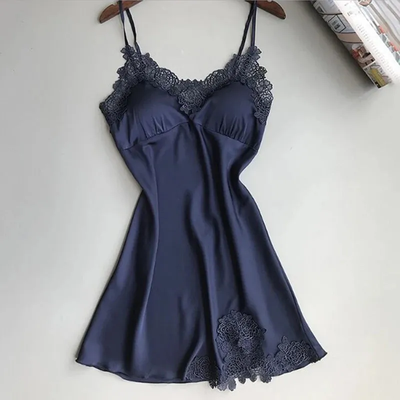 Women's Silk Suspender Thin Halter Ice Silk Satin Nightdress