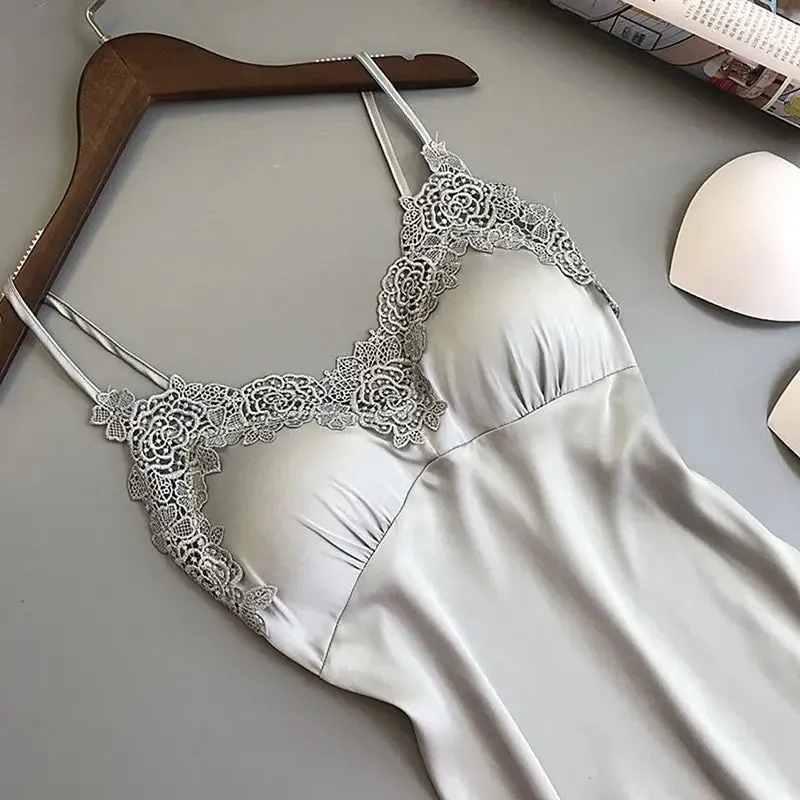 Women's Silk Suspender Thin Halter Ice Silk Satin Nightdress