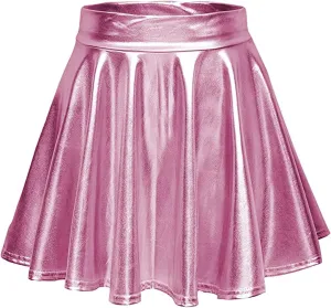 Women's Skirt Mini Casual Fashion Pleated Shiny Skirt A-Line Flared Women's Skirt Skirts for Women Trendy Summer