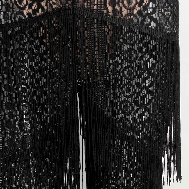 Women's Spandex Sleeveless Two-Piece Jumpsuit With Tassels
