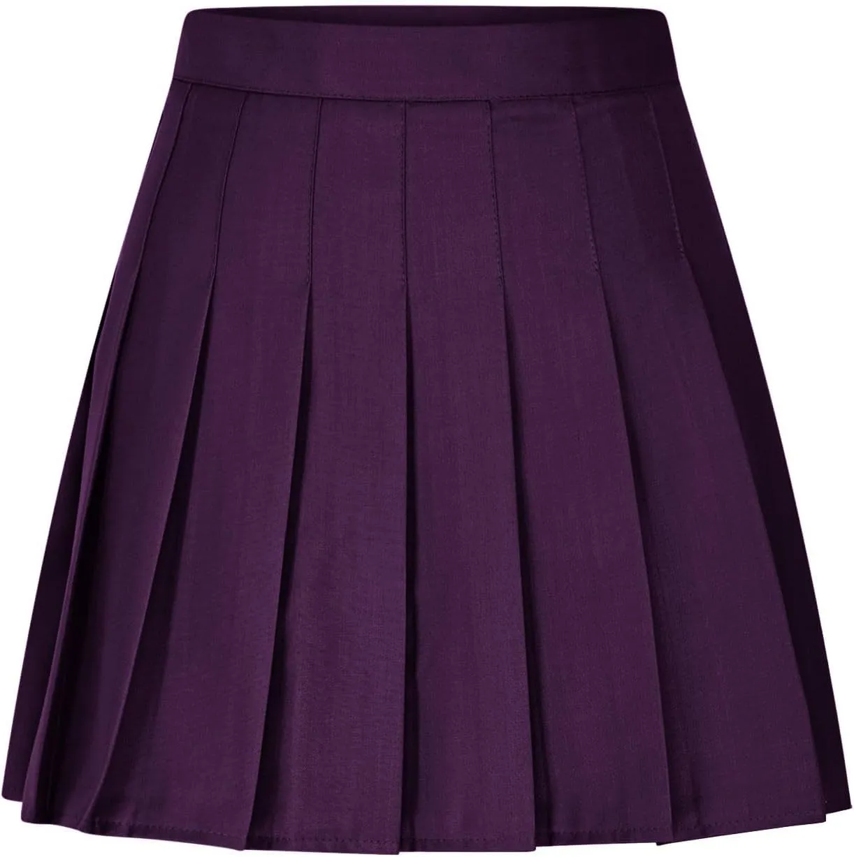 Womens Stretchy Pleated Mini Skirt High Waisted Solid Club Y2k School A-line Skirt A-Line Skater with Lining Shorts