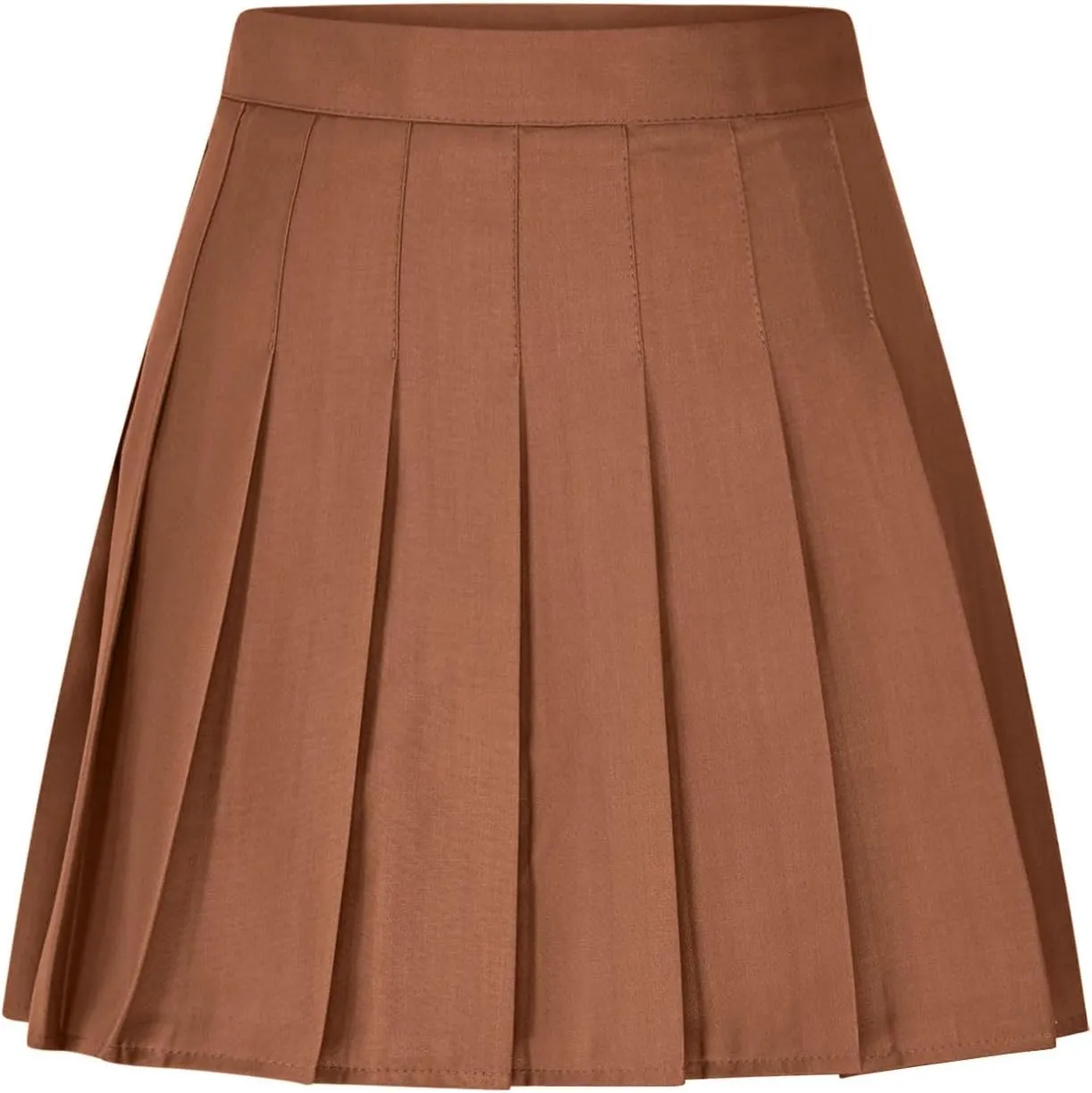 Womens Stretchy Pleated Mini Skirt High Waisted Solid Club Y2k School A-line Skirt A-Line Skater with Lining Shorts