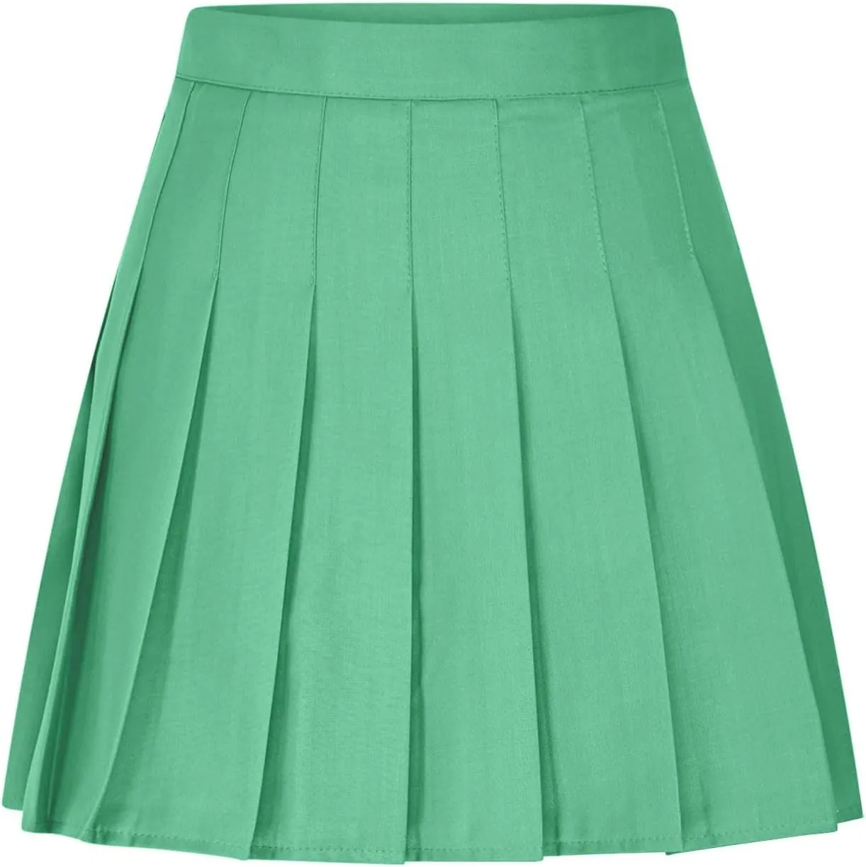 Womens Stretchy Pleated Mini Skirt High Waisted Solid Club Y2k School A-line Skirt A-Line Skater with Lining Shorts