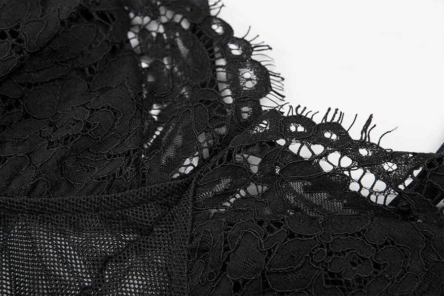 Women's Summer Backless Deep V-Neck Lace Bodysuit