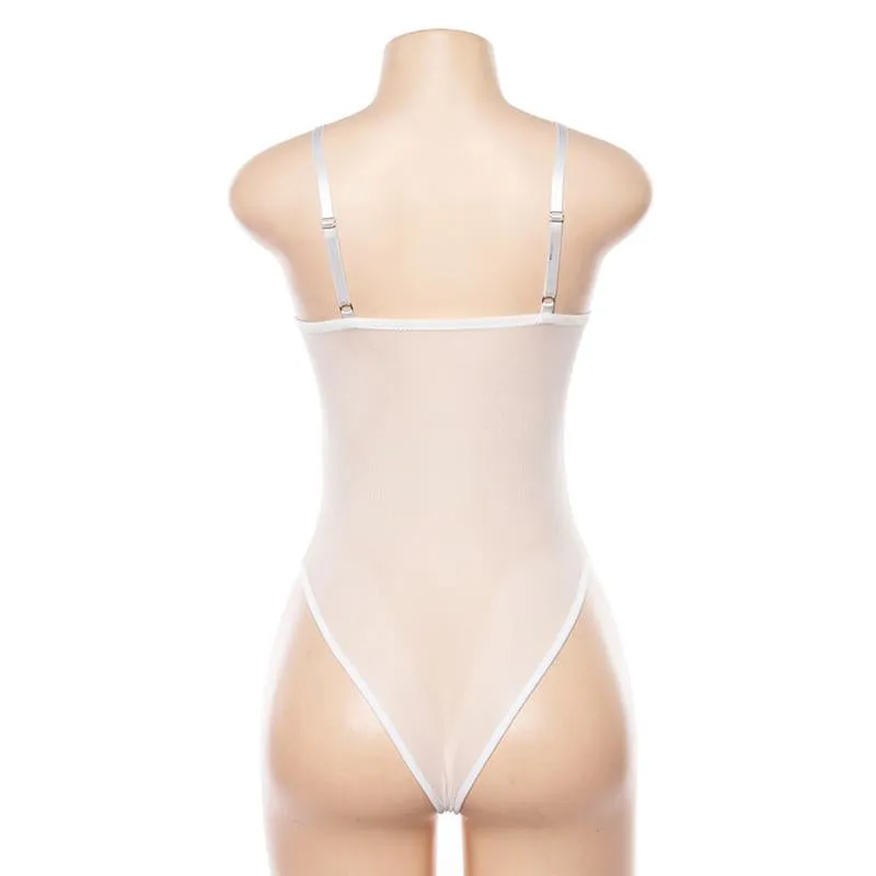 Women's Summer Backless Deep V-Neck Lace Bodysuit