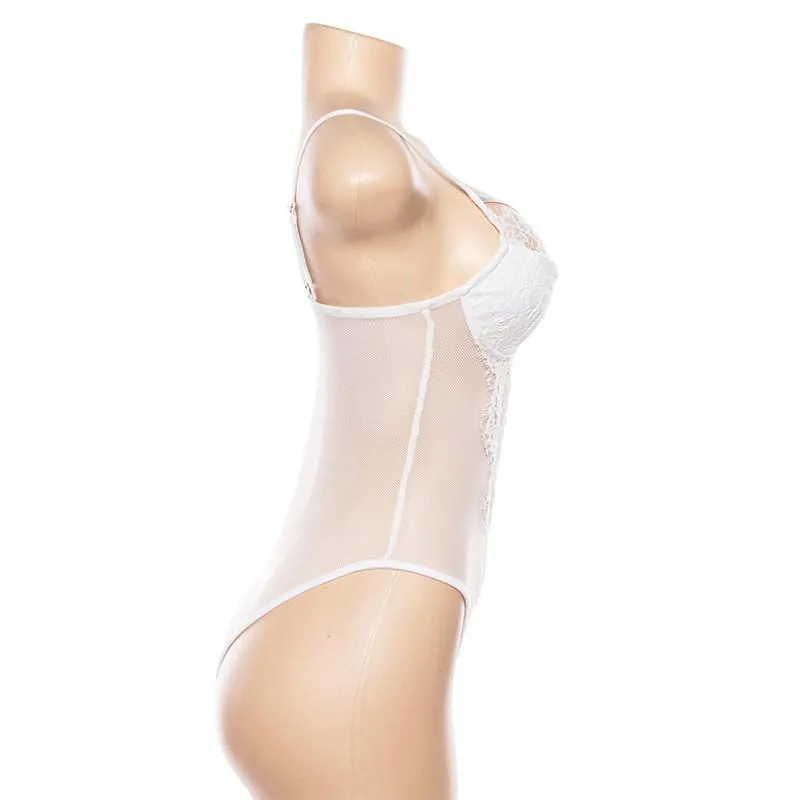 Women's Summer Backless Deep V-Neck Lace Bodysuit