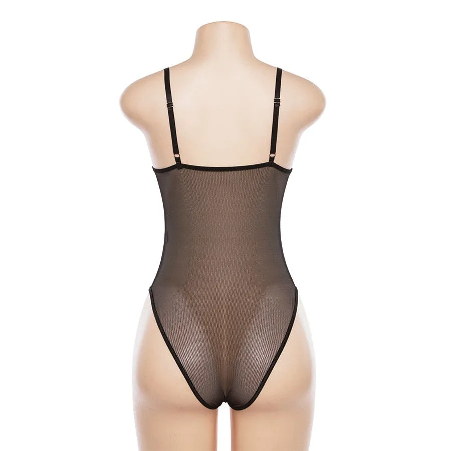 Women's Summer Backless Deep V-Neck Lace Bodysuit