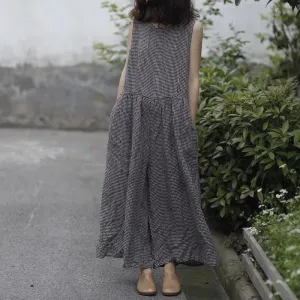 Women's Summer Casual Cotton Loose Sleeveless Jumpsuit