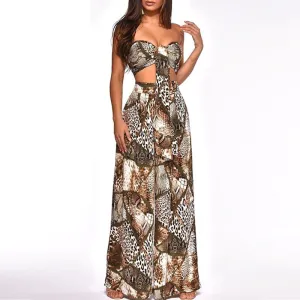Women's Summer Casual Rayon Off-Shoulder Two-Piece Jumpsuit