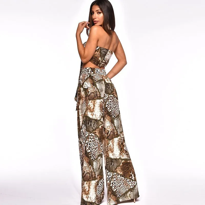 Women's Summer Casual Rayon Off-Shoulder Two-Piece Jumpsuit