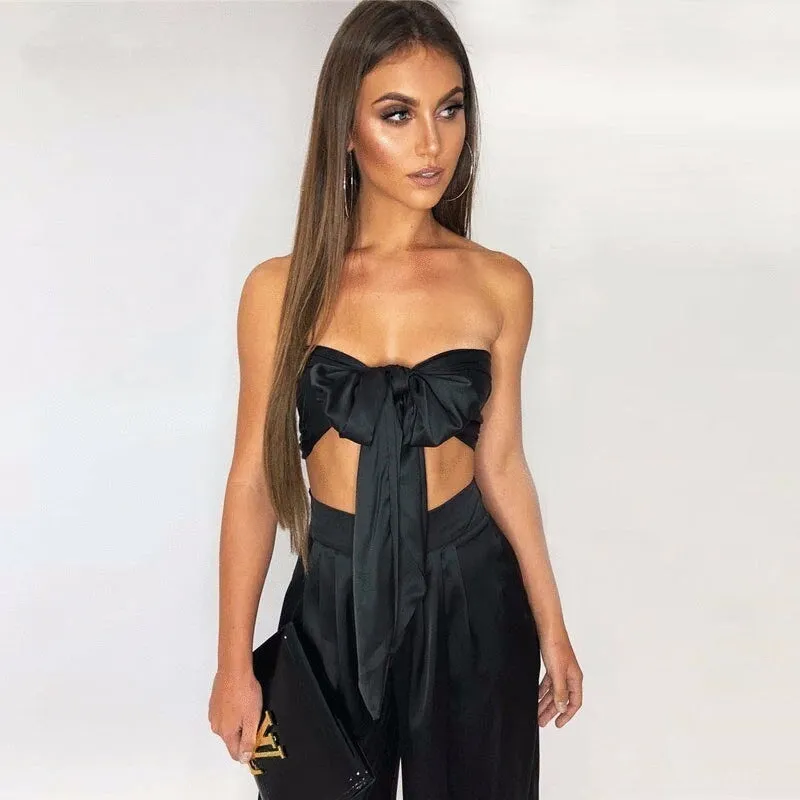 Women's Summer Polyester Off-Shoulder Two-Piece Jumpsuit