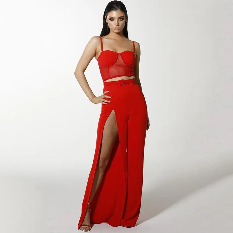 Women's Summer Polyester Two-Piece Jumpsuit With Ruffles