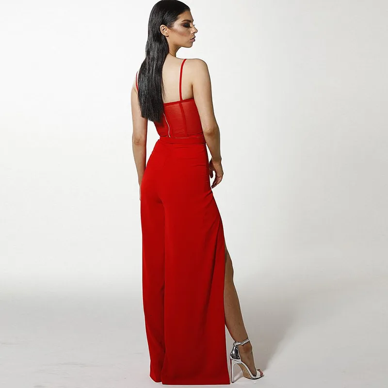 Women's Summer Polyester Two-Piece Jumpsuit With Ruffles