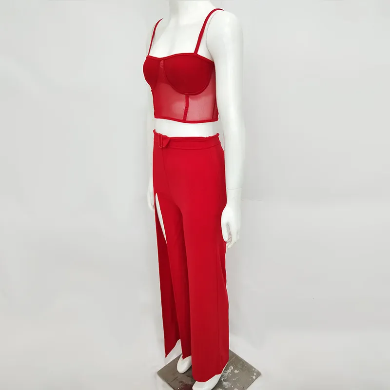 Women's Summer Polyester Two-Piece Jumpsuit With Ruffles