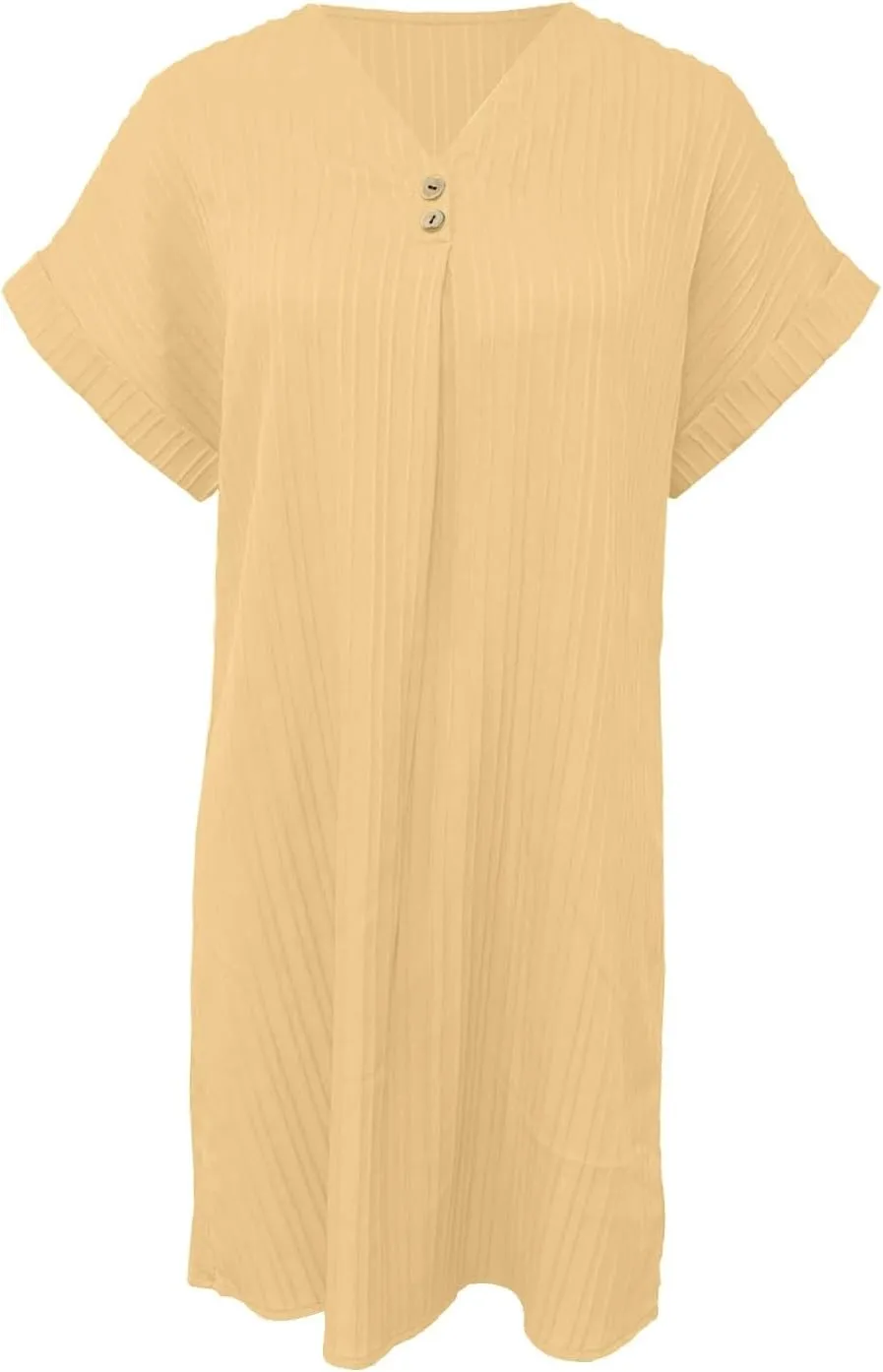 Womens Summer Shirt Dress Short Sleeve Solid Shift Dress Casual Loose Flowy Beach Vacation Sundress with Pockets